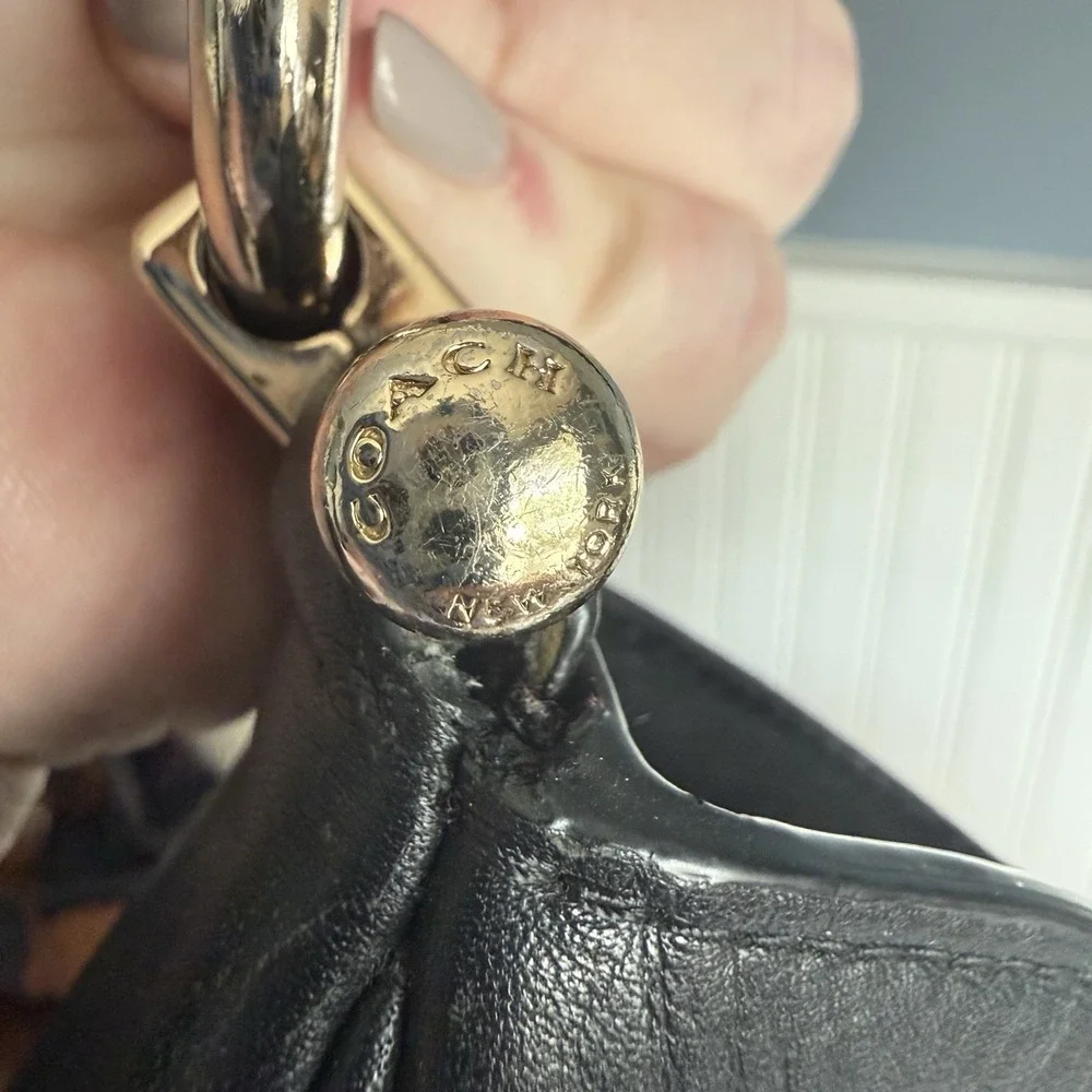 Coach Nomad Black Leather Gold Crescent Hobo Shoulder Bag Purse Handbag 54446